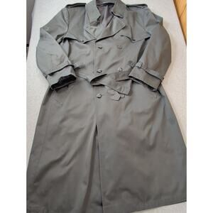 London Towne Vintage Mens Trench Coat Gray 46 Long Removable Zip Liner Overcoat